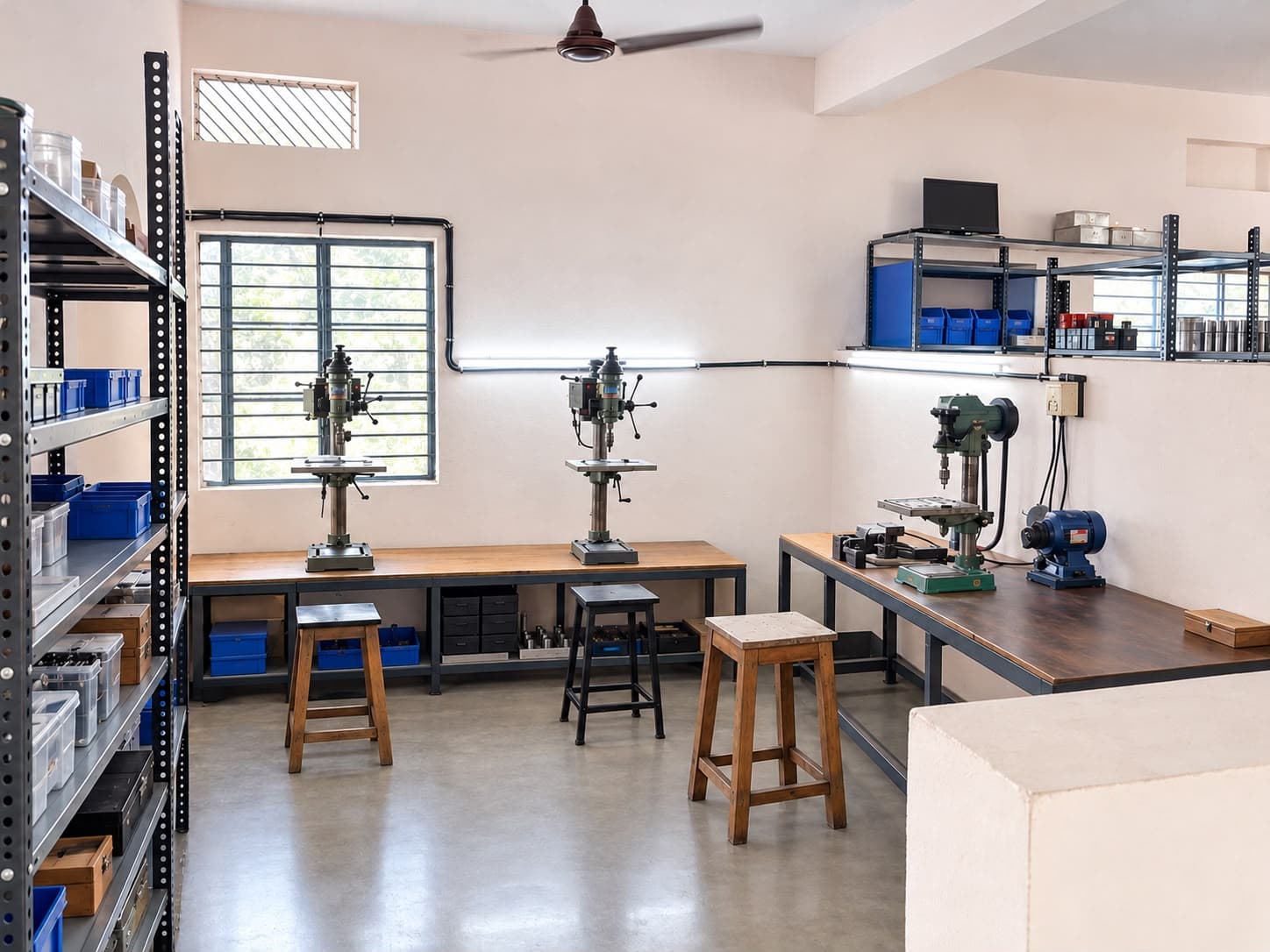 Dedicated drilling equipment and workbenches at Varun Industries